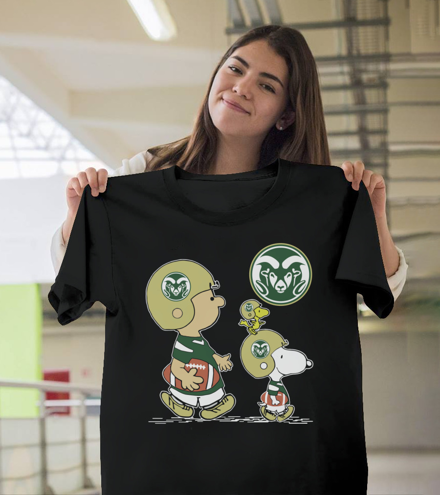 Colorado State Rams Snoopy And Woodstock Football Helmets T-Shirt