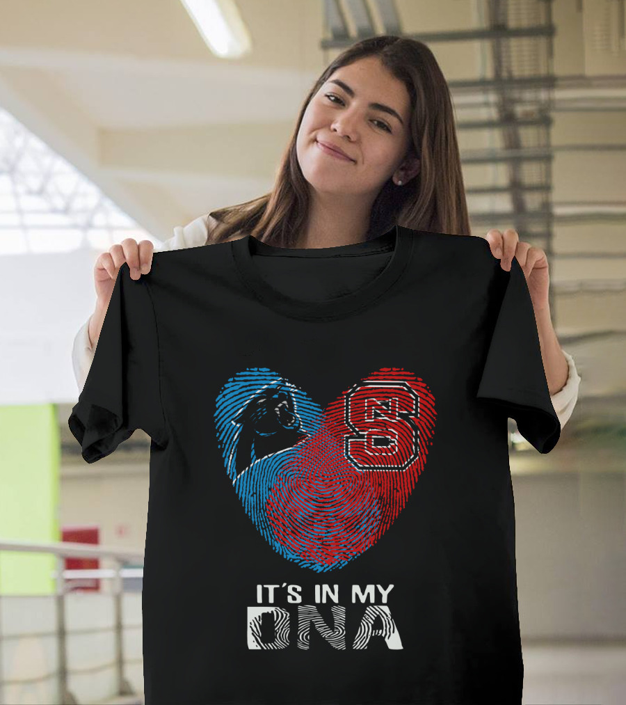 Panthers NC State It's In My DNA Fingerprint Heart T-Shirt