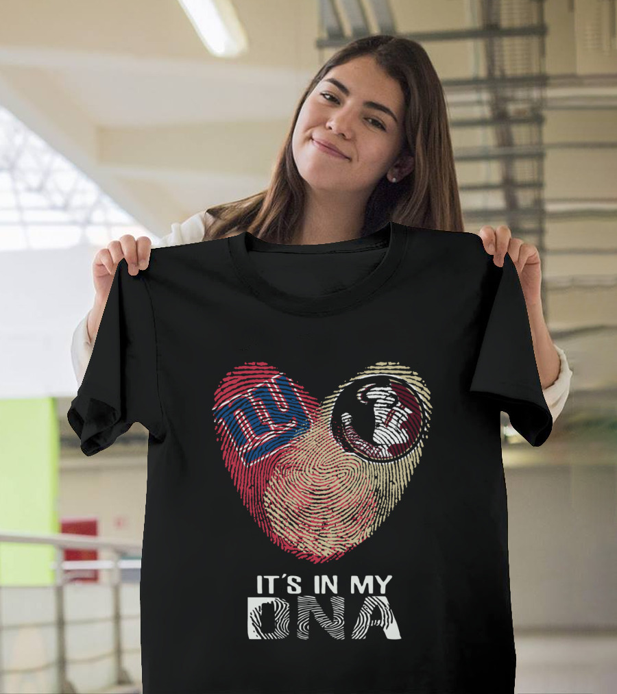 Giants Seminoles It's In My DNA Fingerprint Heart T-Shirt