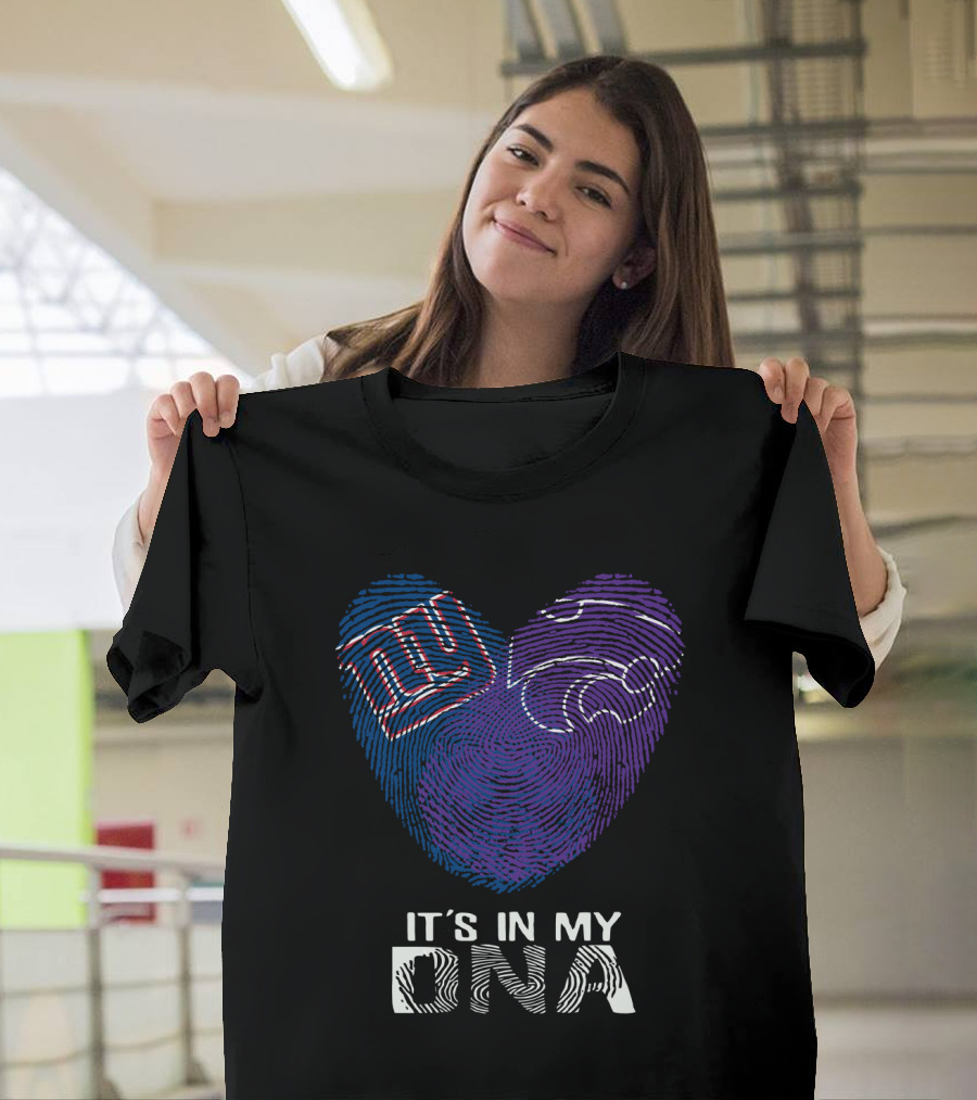 Giants Kansas St It's In My DNA Fingerprint Heart T-Shirt