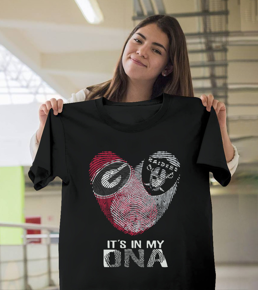 Raiders Bulldogs It's In My DNA Fingerprint Heart T-Shirt