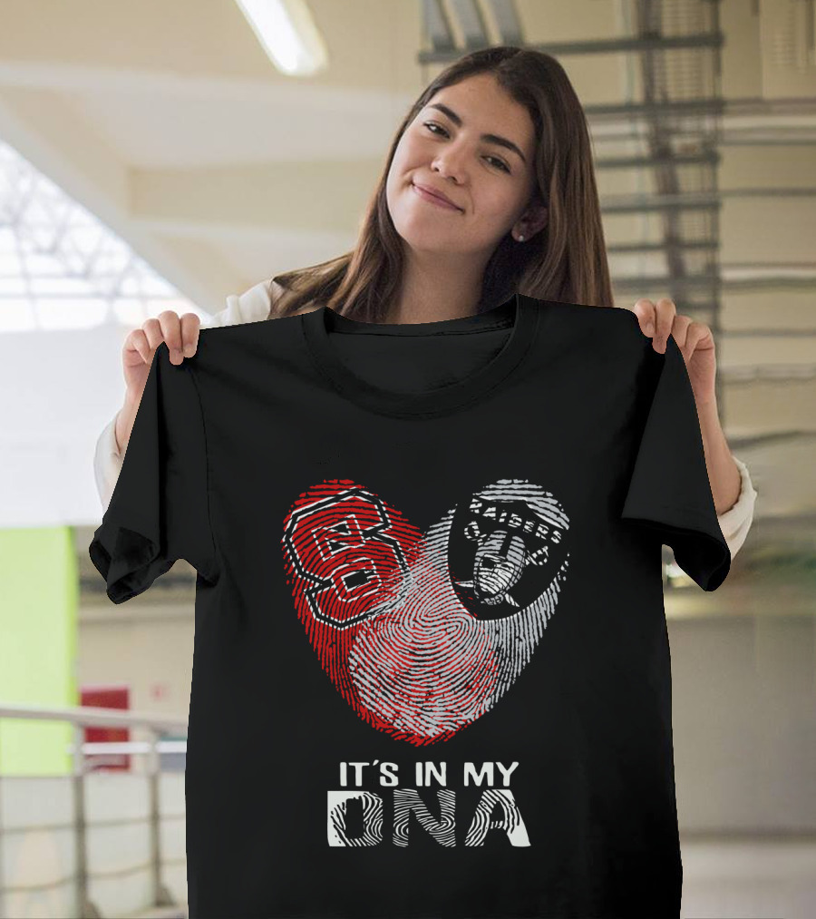 Raiders NC State It's In My DNA Fingerprint Heart T-Shirt
