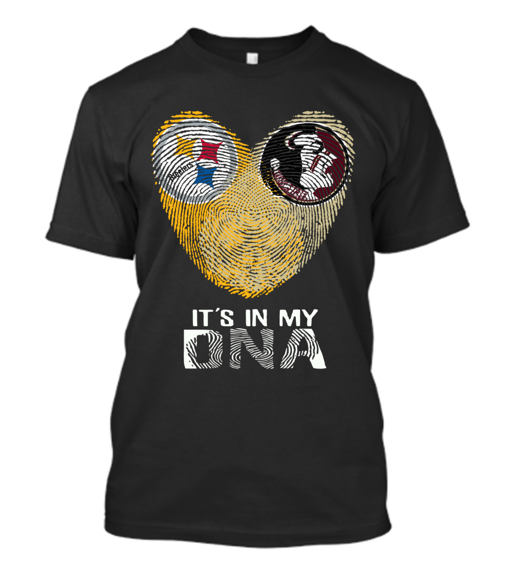Steelers Seminoles It's In My DNA Fingerprint Heart T-Shirt