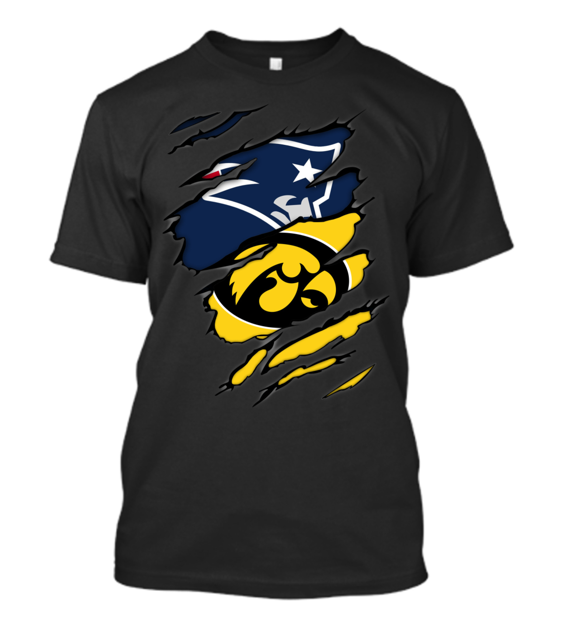 Patriots Iowa Hawkeyes Football Crossover Fan T-Shirt
