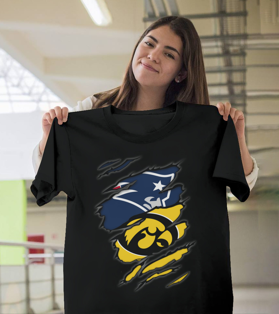 Patriots Iowa Hawkeyes Football Crossover Fan T-Shirt