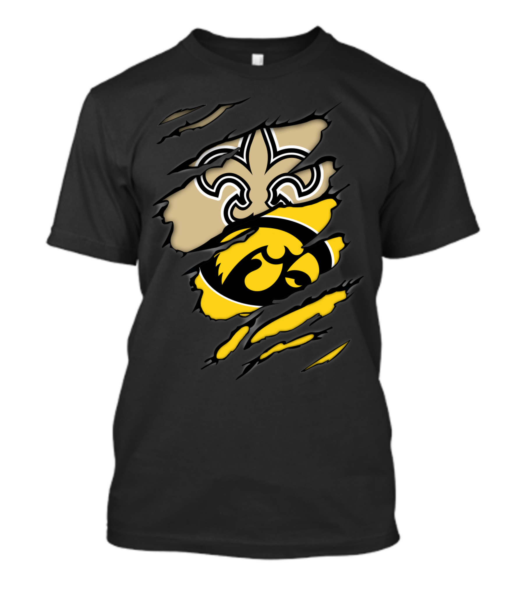 New Orleans Saints And Iowa Hawkeyes Torn T-Shirt