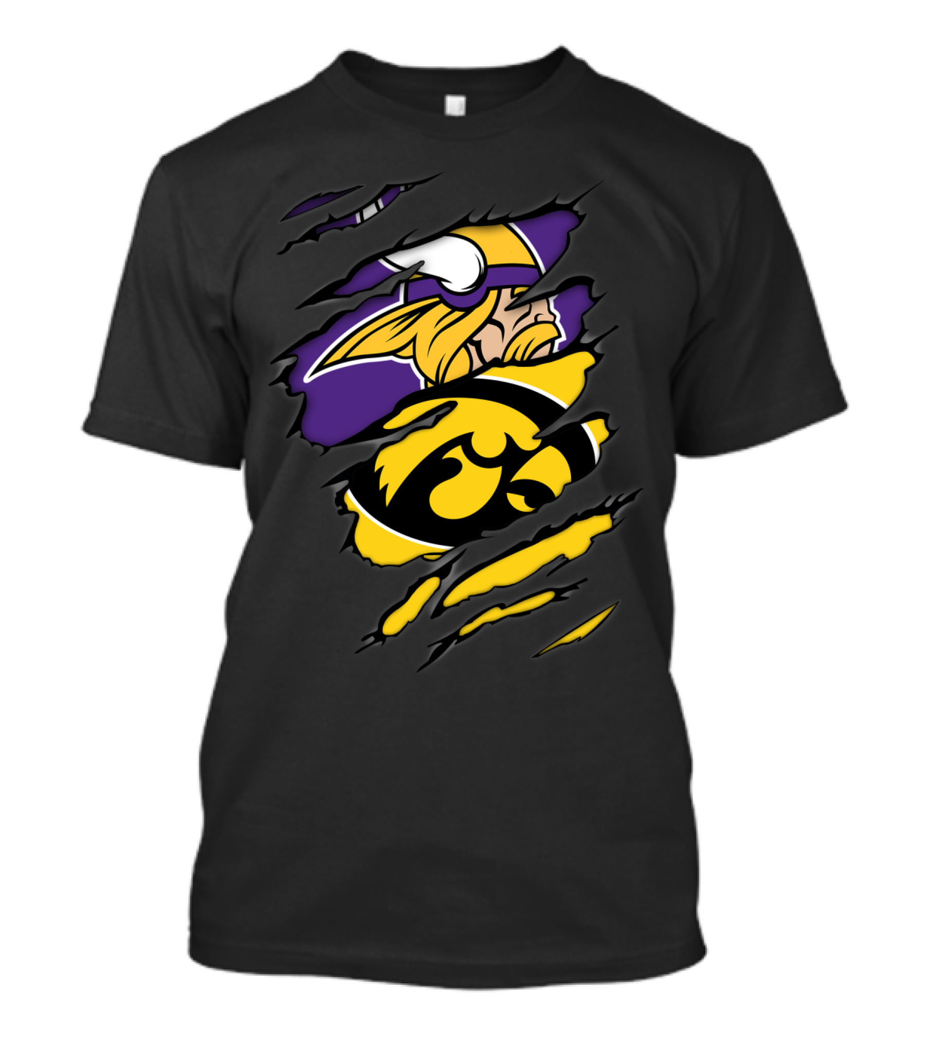 Minnesota Vikings And University Of Iowa Hawkeyes Inspired T-Shirt