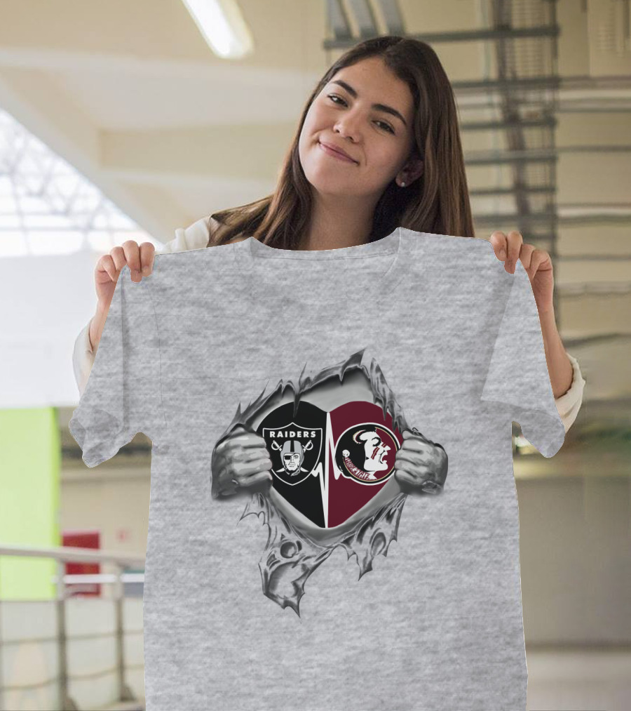 Raiders Seminoles Heartbeat Loyalty Passion T-Shirt