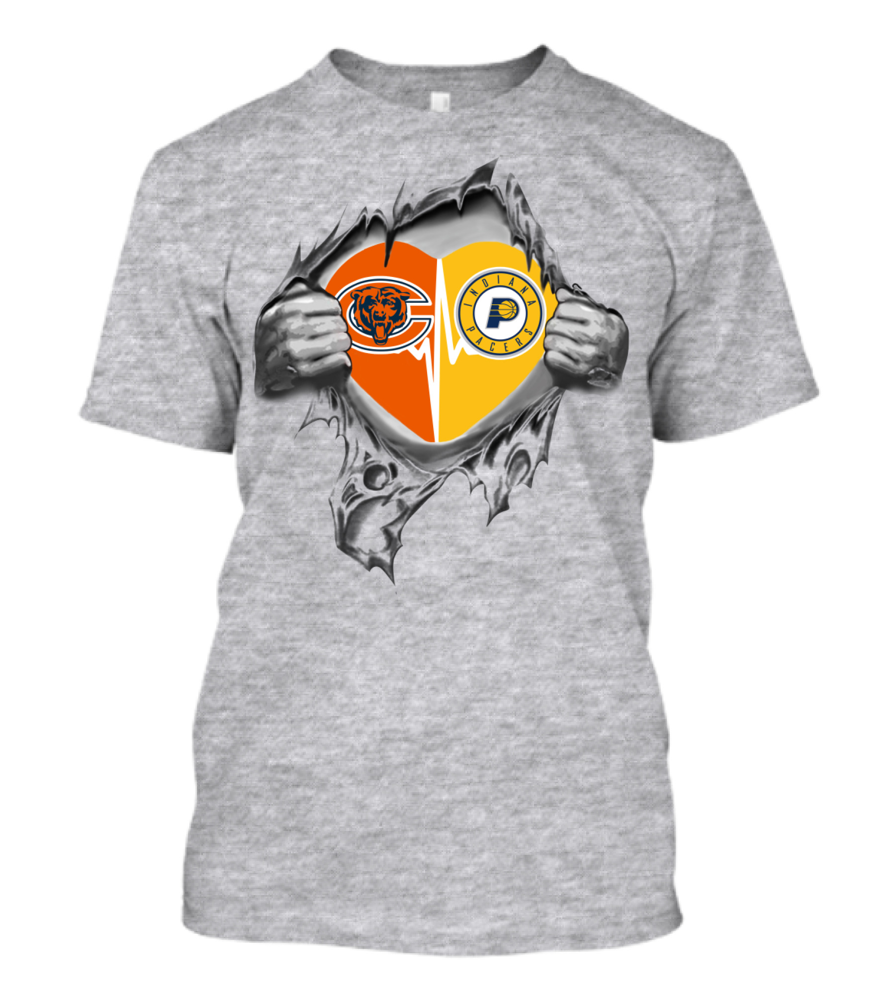Bears Pacers Heart Torn Open T-Shirt