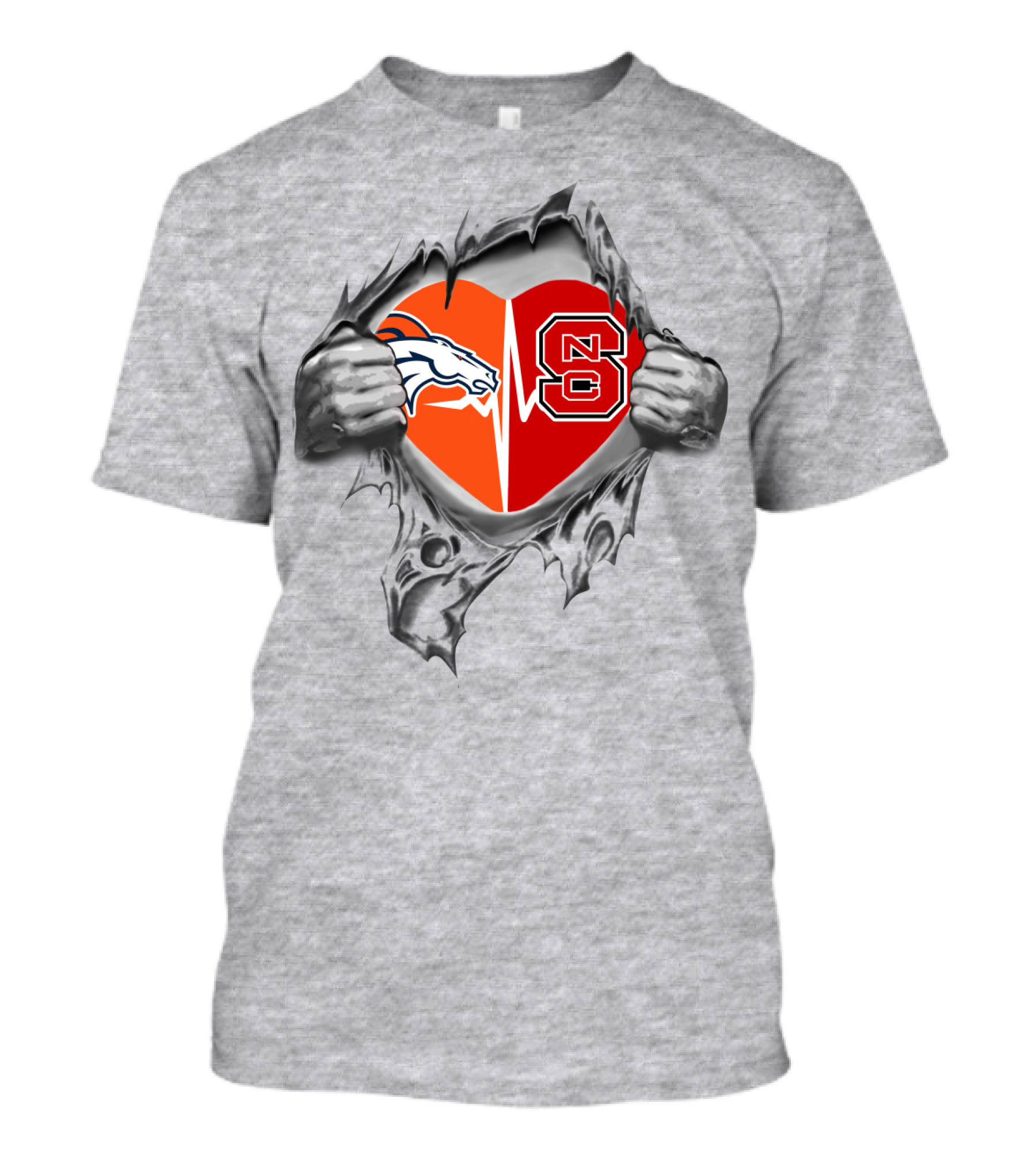 Denver Broncos NC State Heart Torn T-Shirt