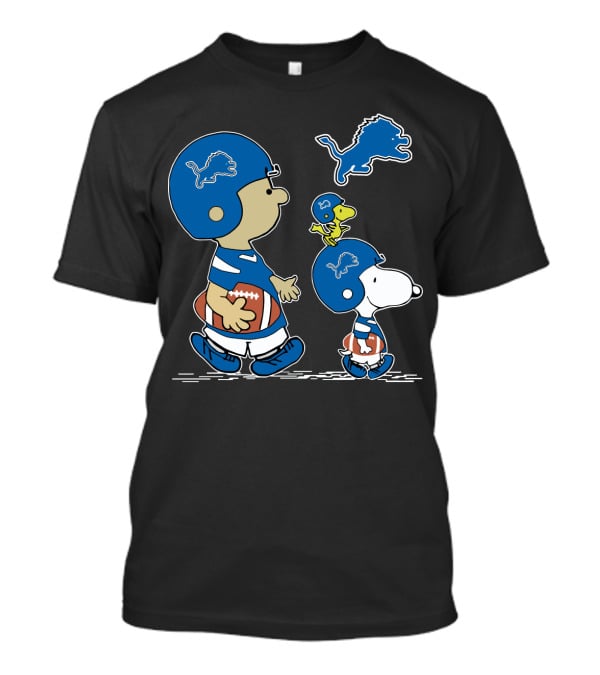 Peanuts Snoopy Woodstock Detroit Lions Football T-Shirt