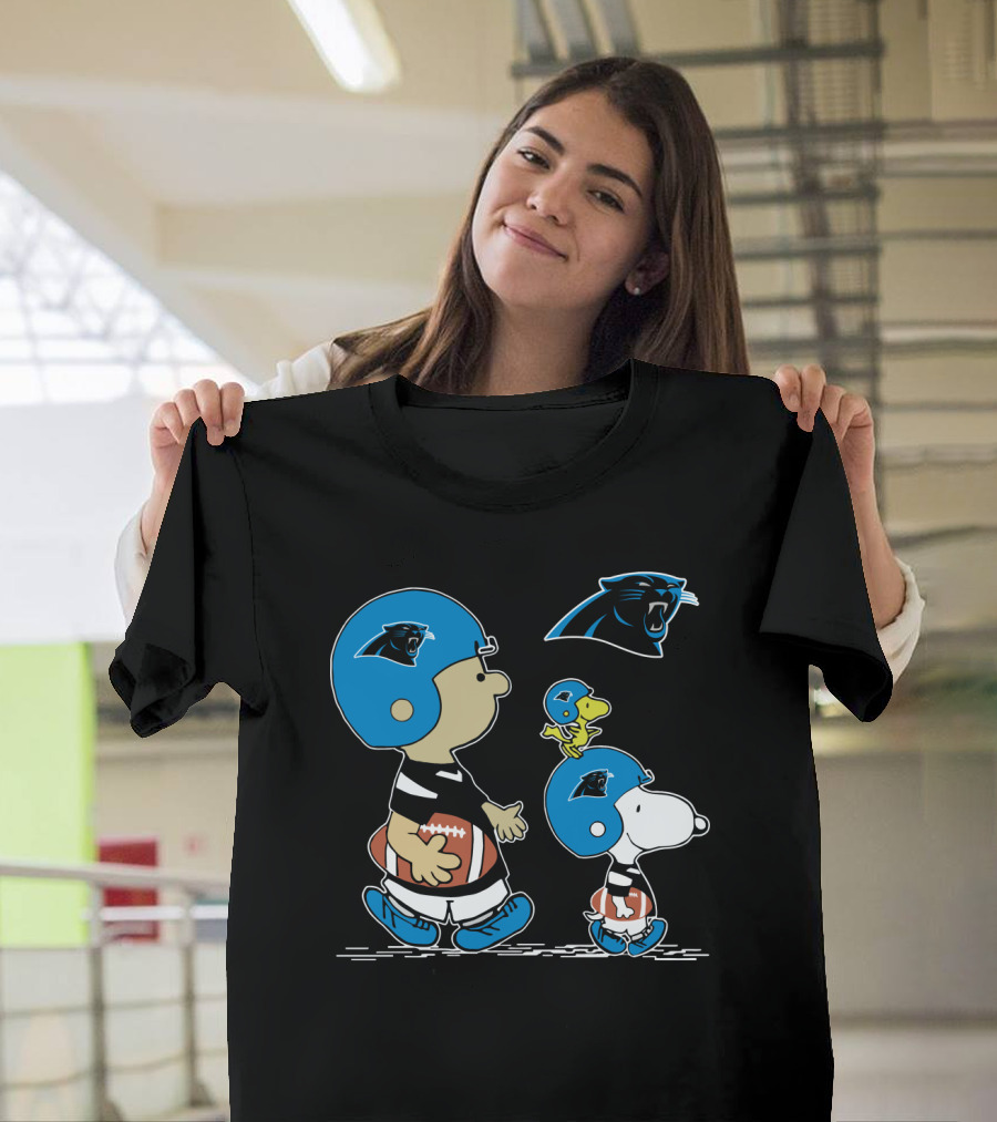 Panthers Snoopy Football Helmet Peanuts Cartoon Characters T-Shirt