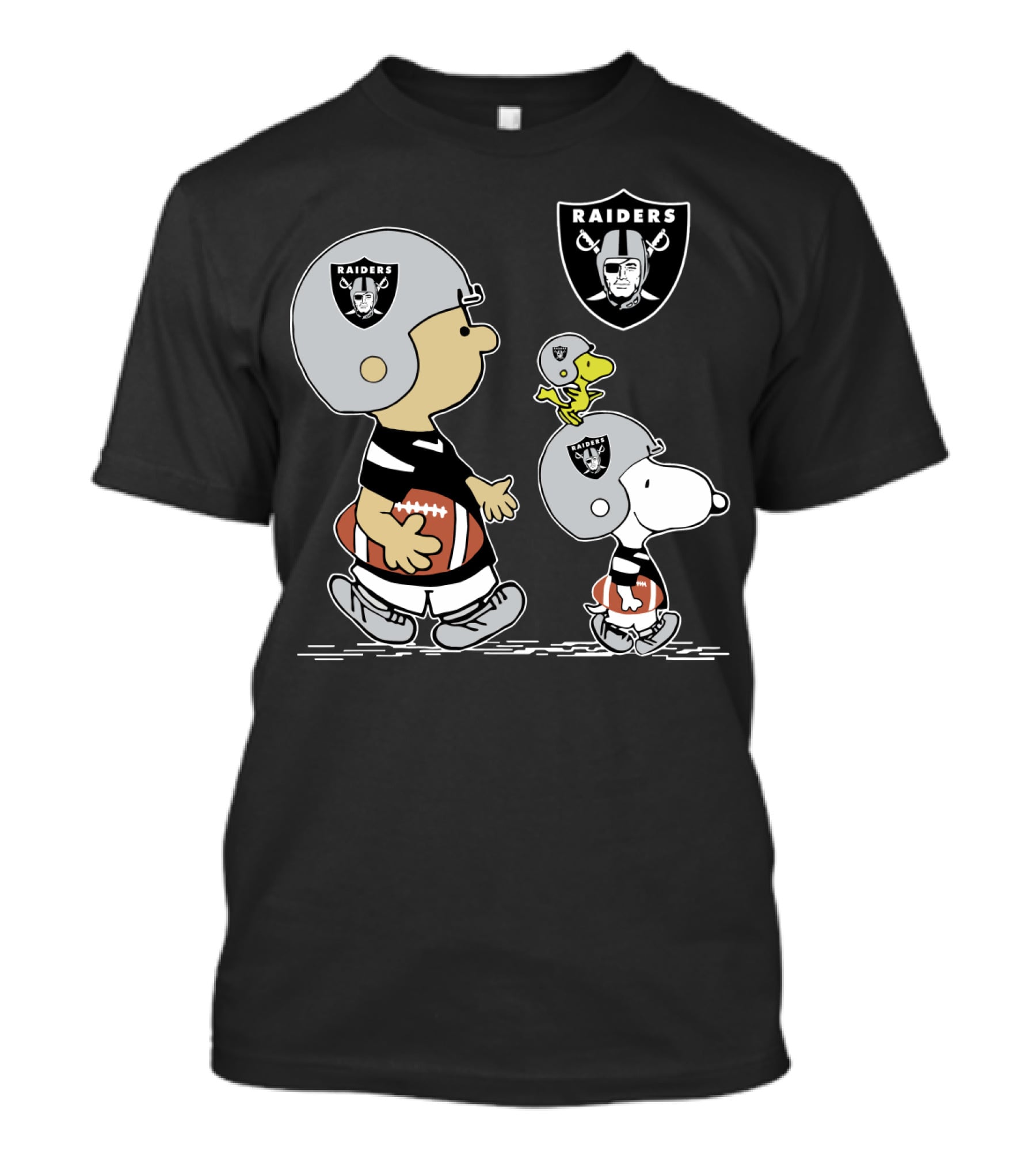 Raiders Snoopy Charlie Brown Woodstock Football Team Helmets T-Shirt