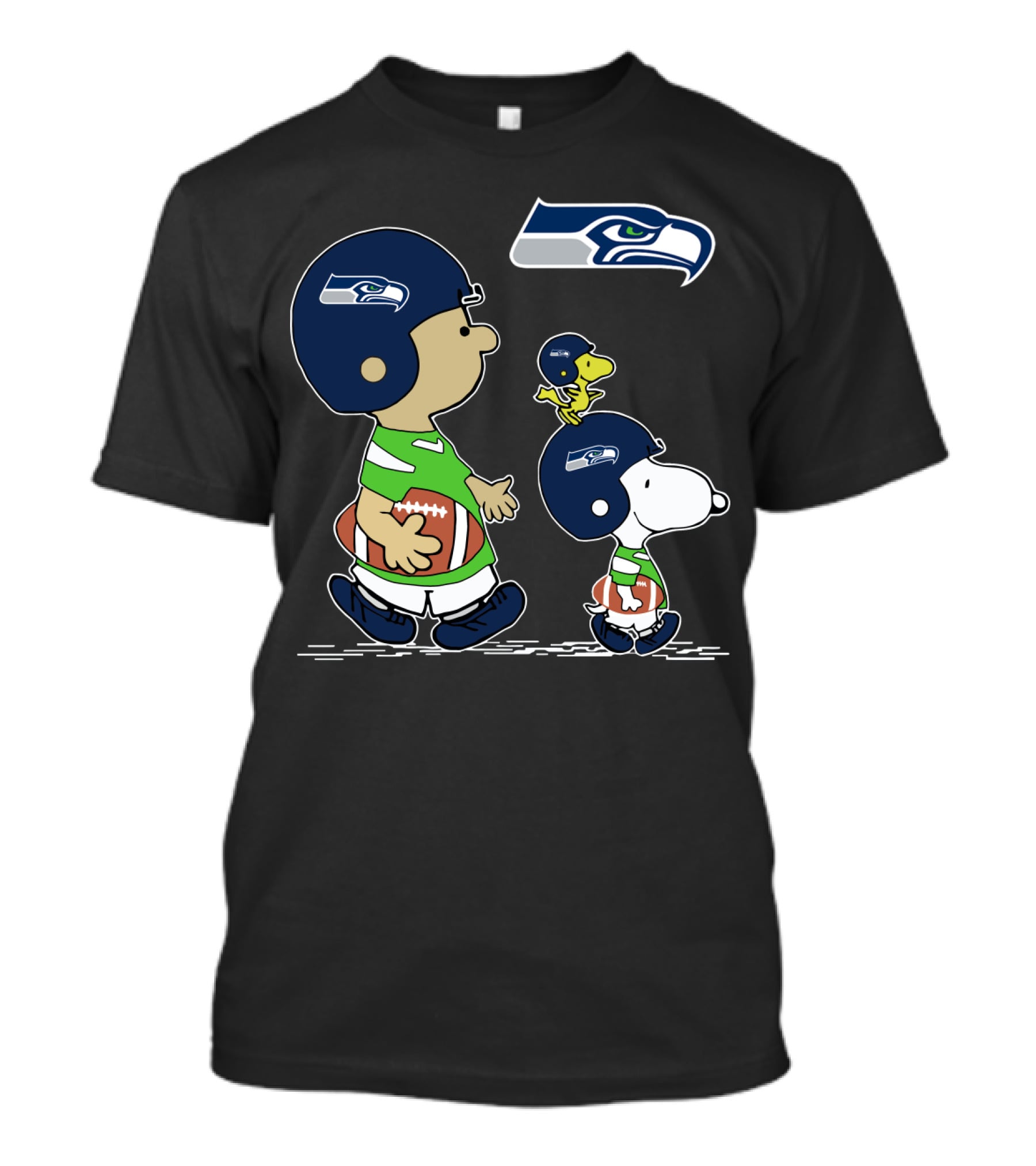 Peanuts Characters Seahawks Football Helmets T-Shirt