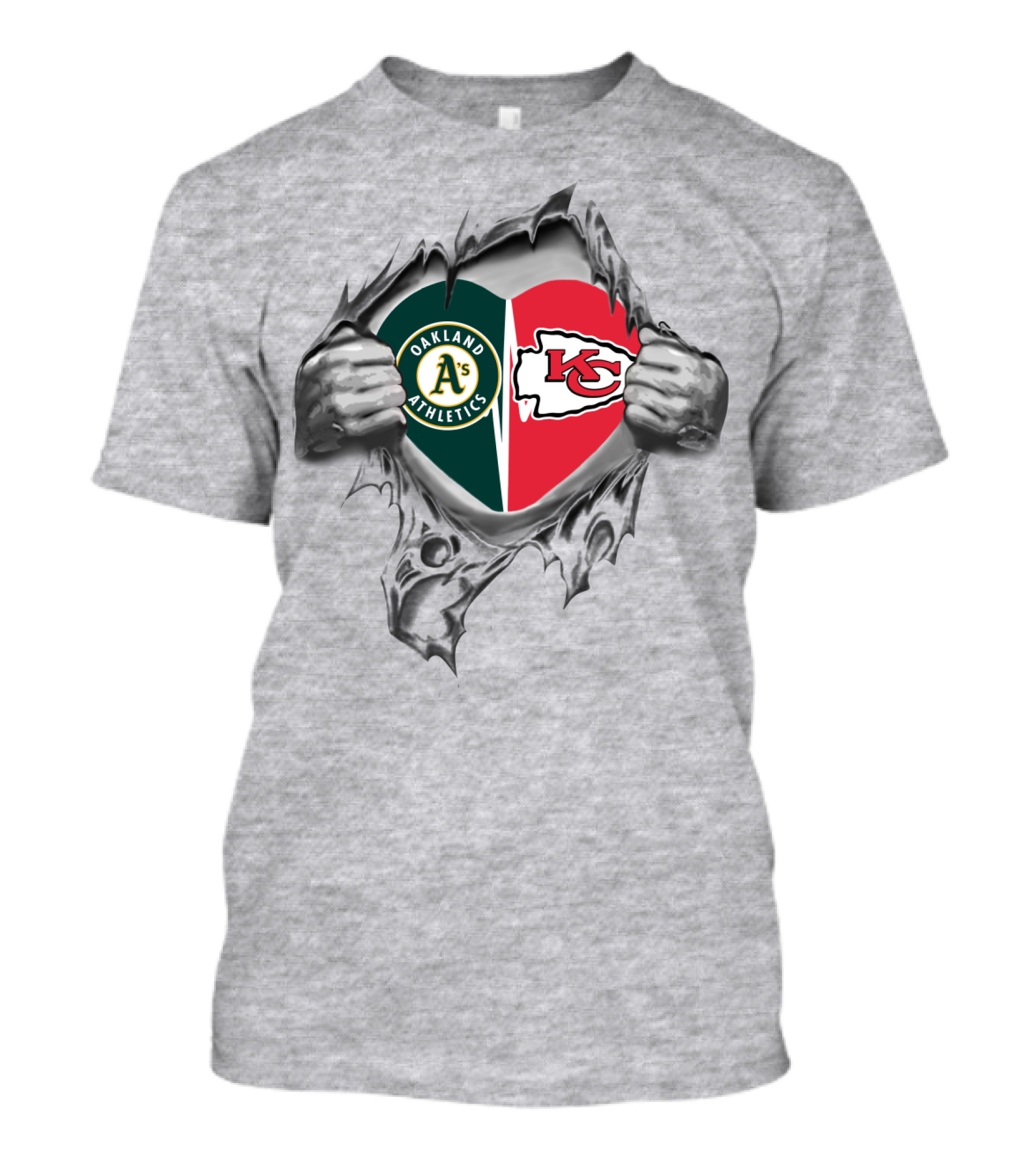 Oakland Athletics Kansas City Chiefs Heart T-Shirt