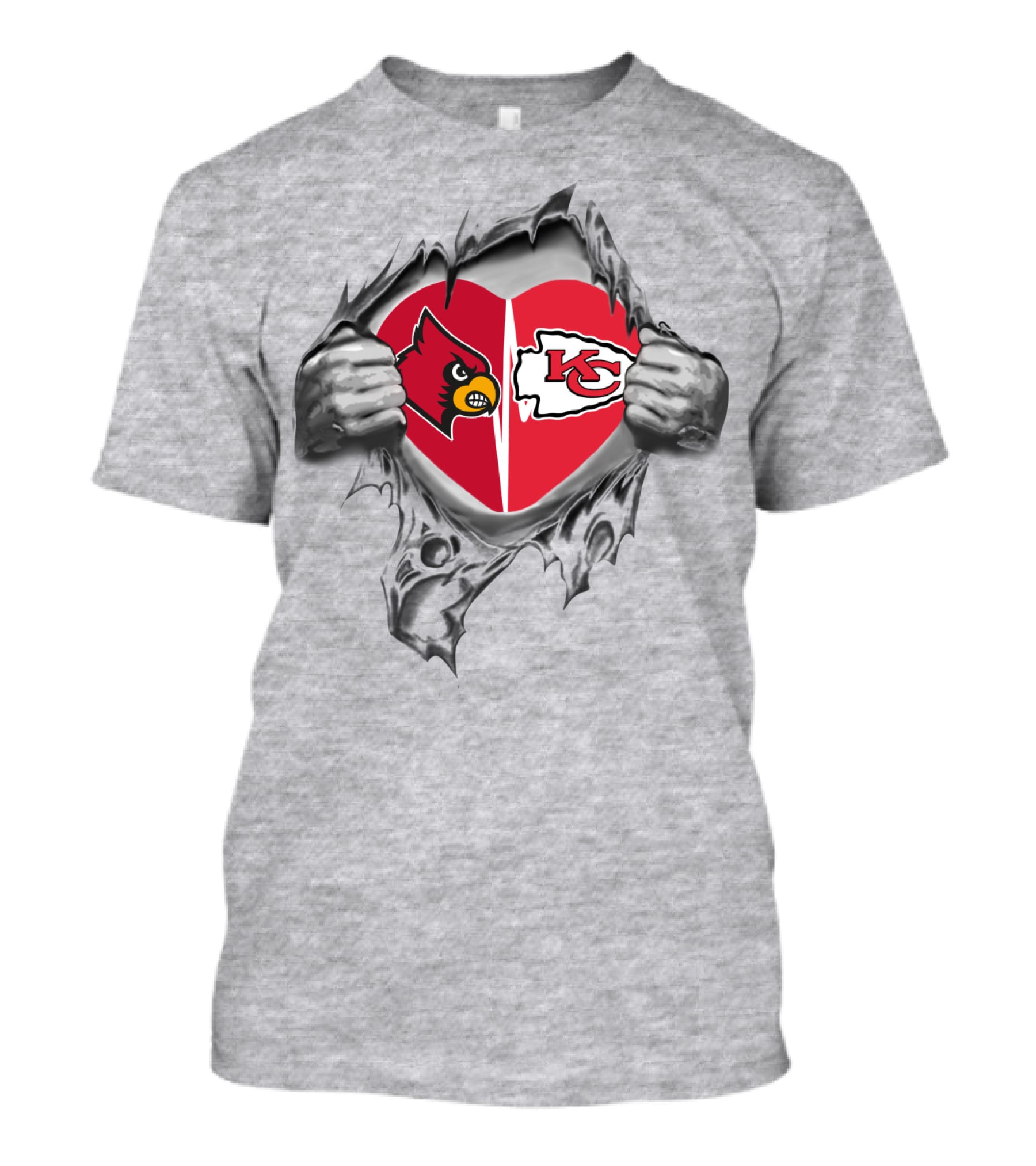 Chiefs Cardinals Heart Torn Reveal T-Shirt