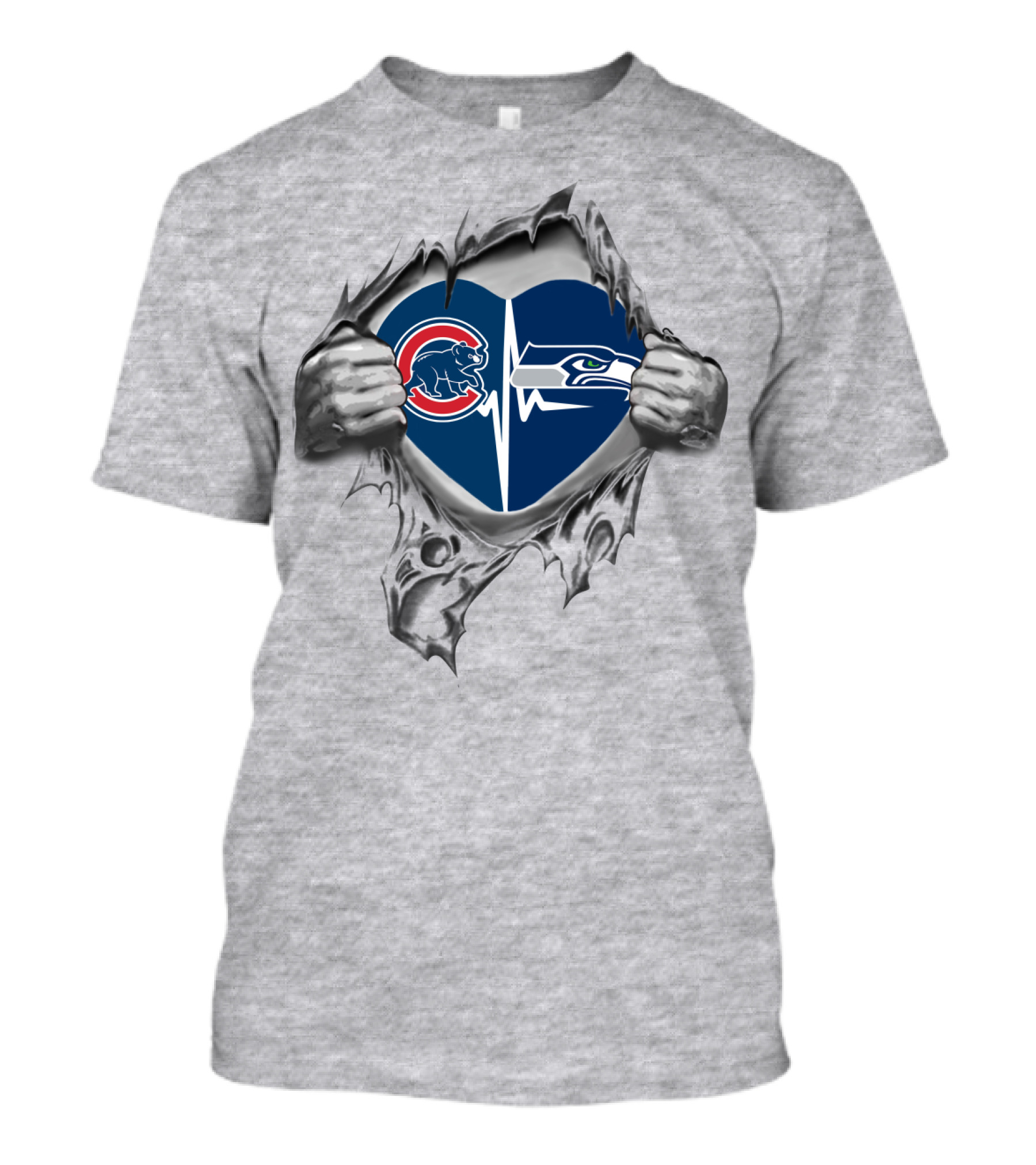 Cubs Seahawks Heartbeat Split T-Shirt