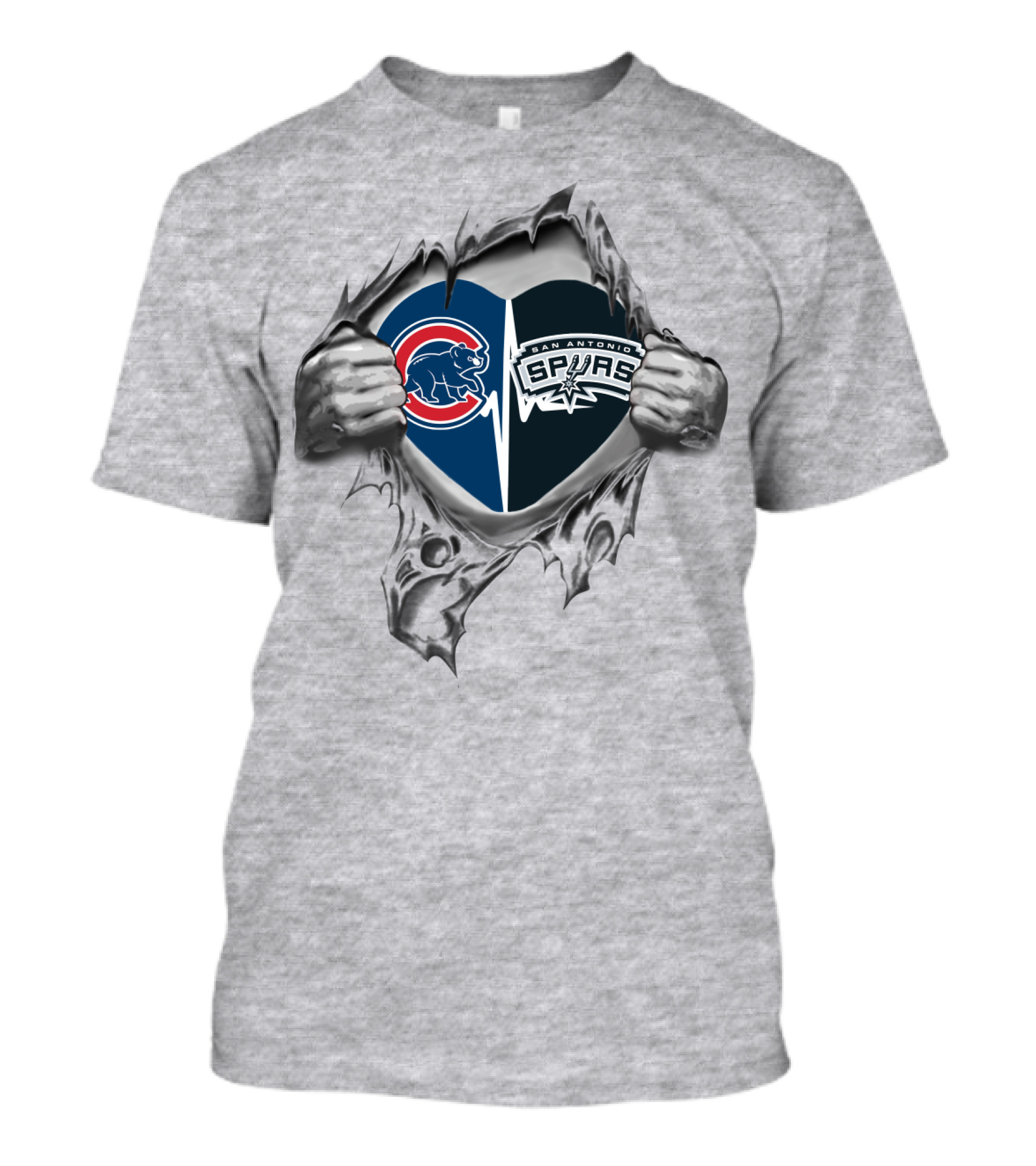 Cubs Spurs Heart Design Featuring Chicago Cubs And San Antonio Spurs T-Shirt