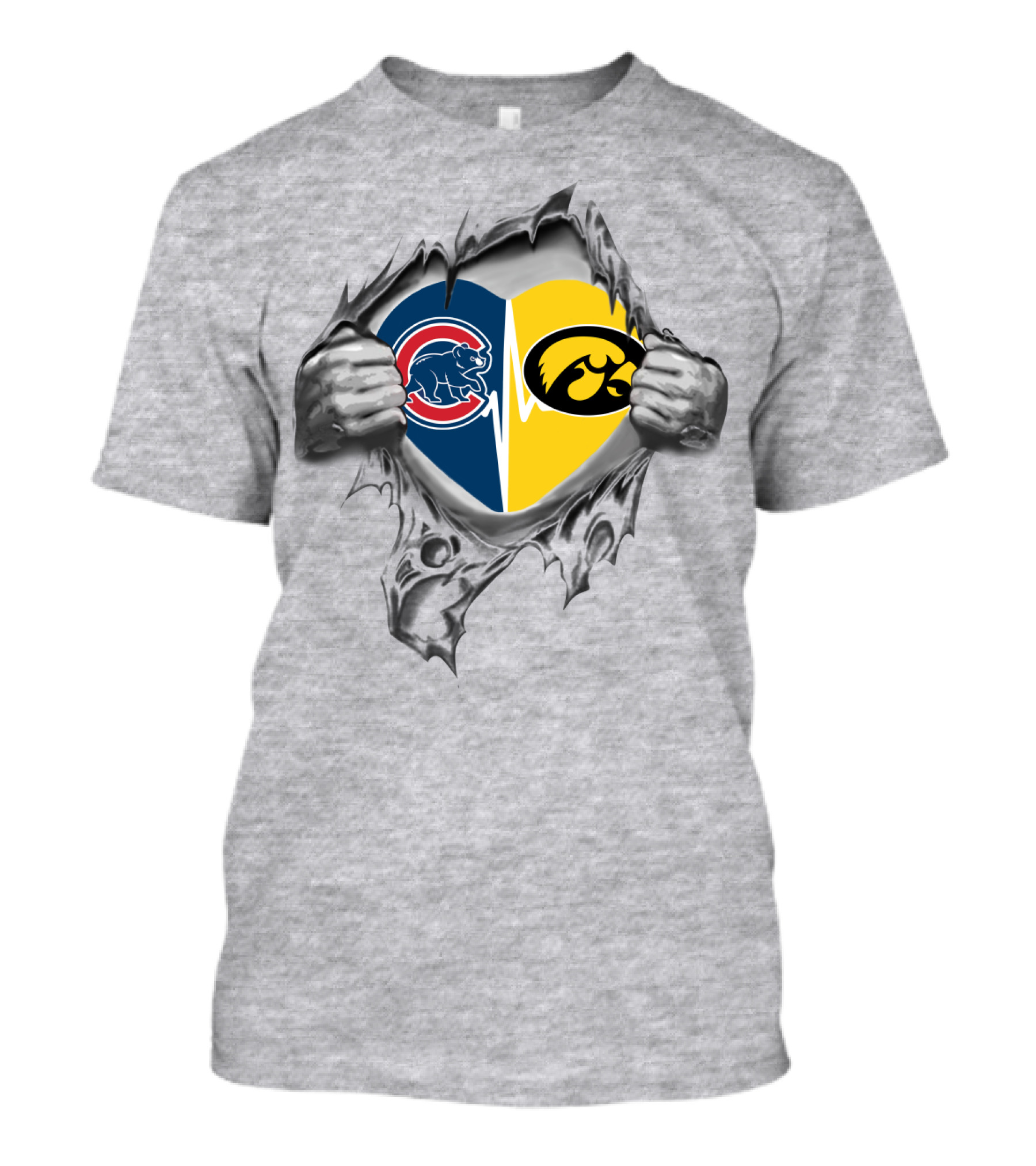 Cubs Iowa Heart With Chicago Cubs And Iowa Hawkeyes T-Shirt