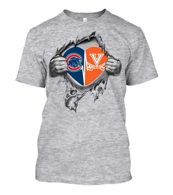 Cubs Virginia Cavaliers Heart Split T-Shirt