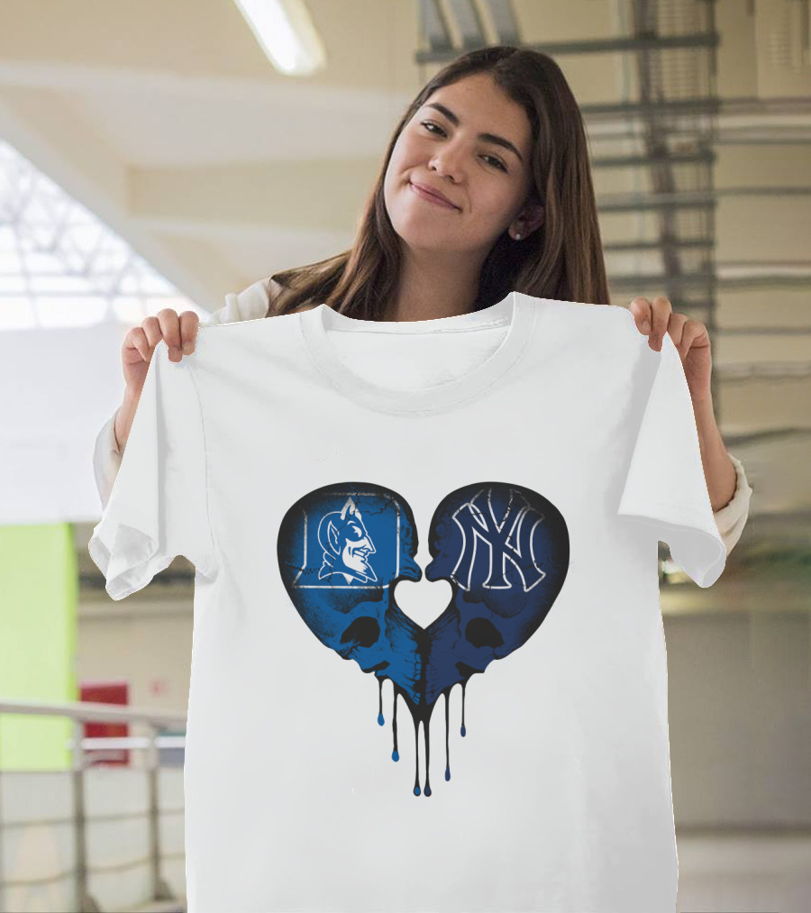 Duke Yankees Skull Heart Dripping Blue T-Shirt