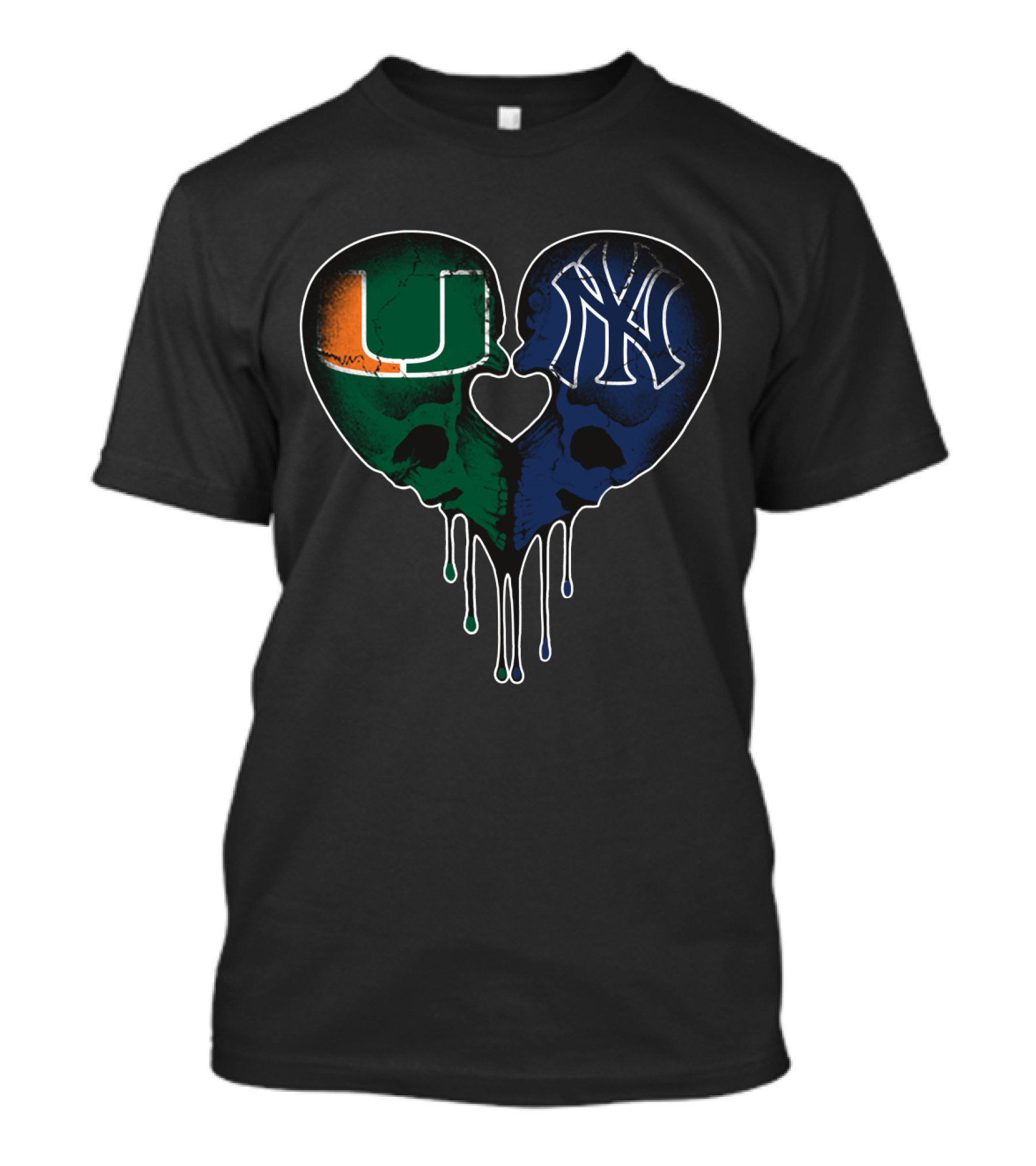 Yankees Hurricanes Love Skull Heart T-Shirt