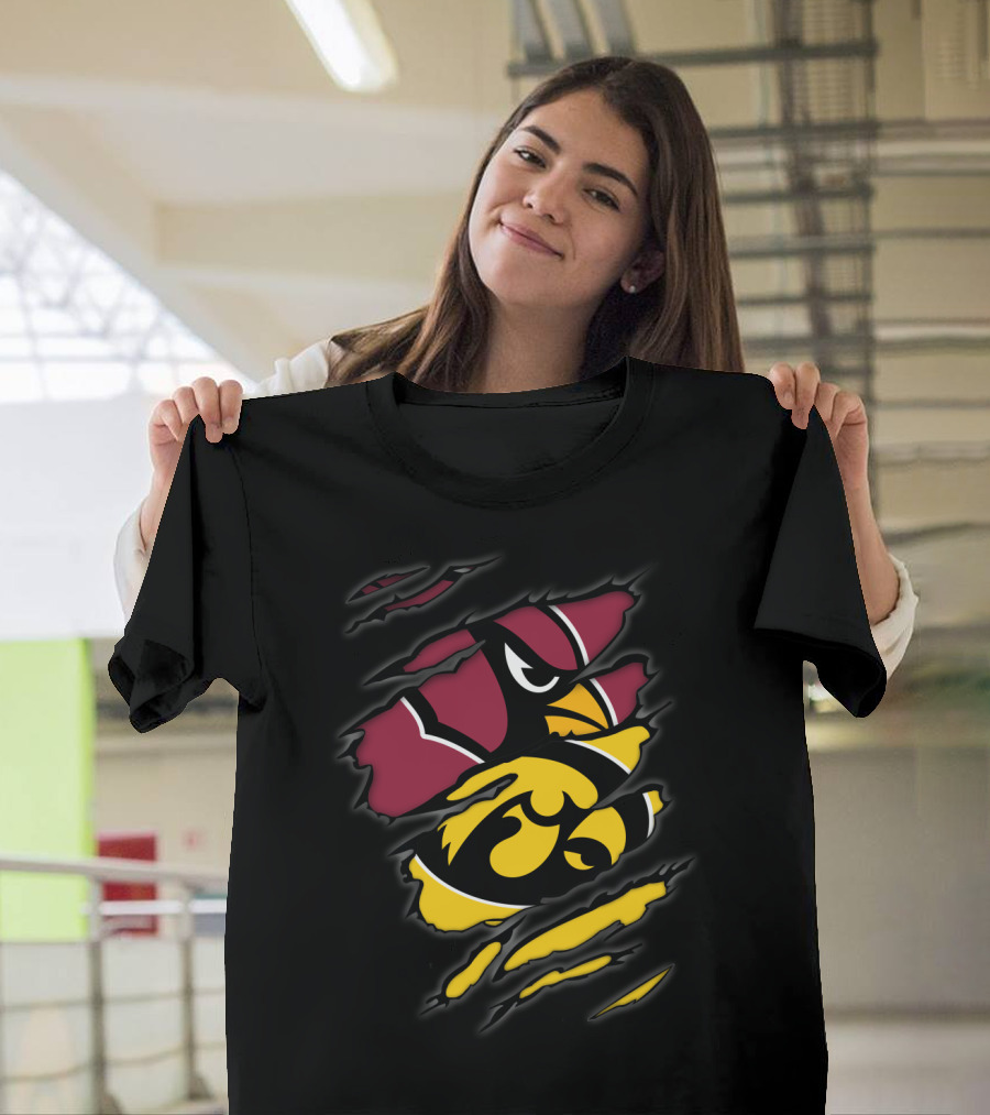 Cardinals Iowa Hawkeyes Iconic Team Logos Collaboration T-Shirt