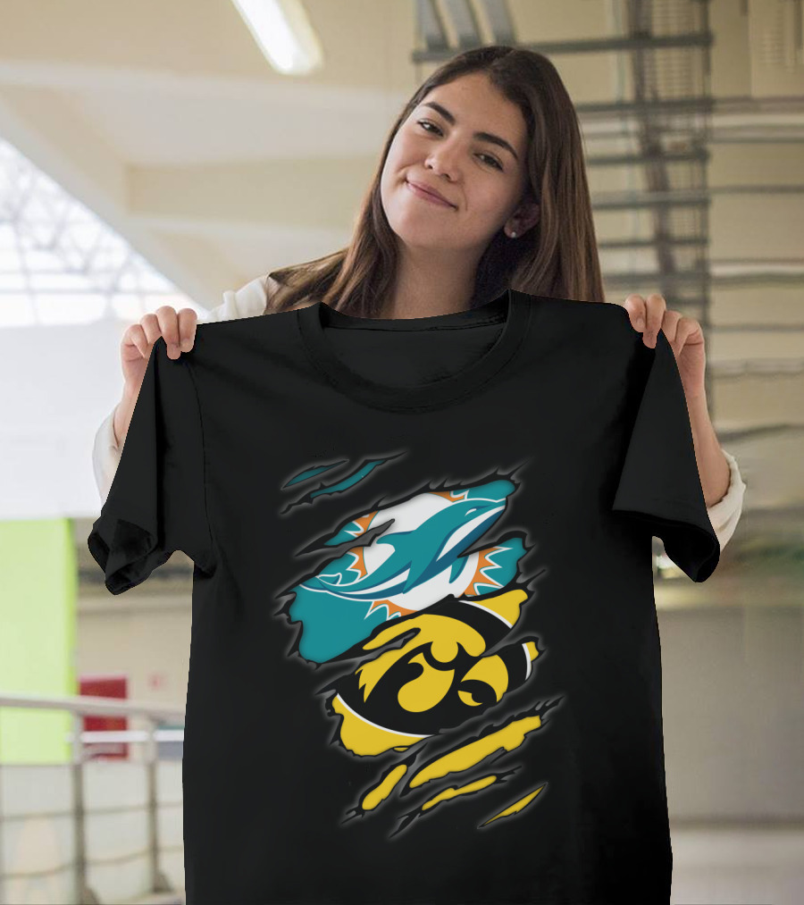 Miami Dolphins Iowa Hawkeyes Torn Claw T-Shirt