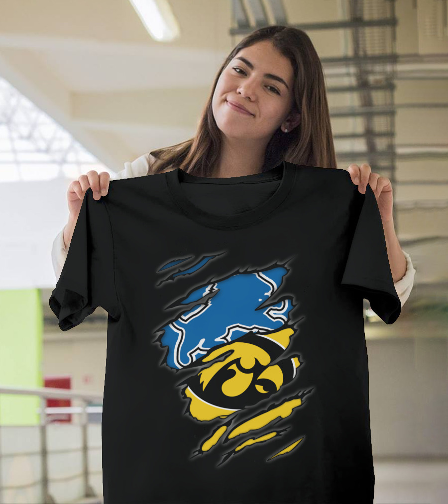 Lions Iowa Hawkeyes Tear Effect Sports Rivalry T-Shirt