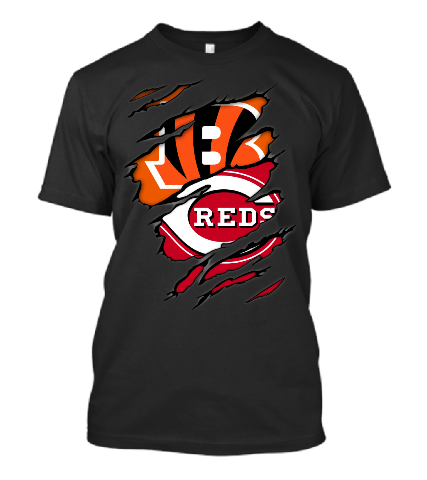 Bengals Reds Logo Ripped Claw T-Shirt
