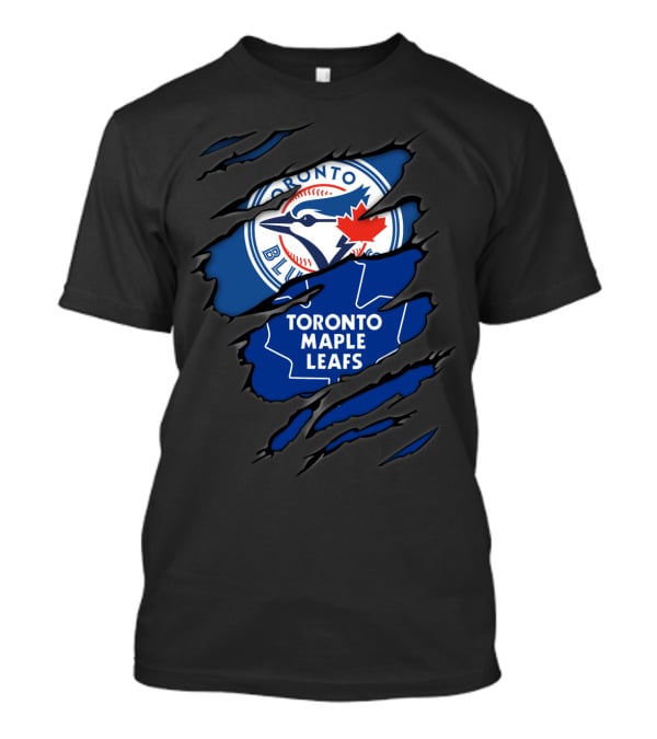 Toronto Blue Jays Toronto Maple Leafs Ripped Logo Fusion T-Shirt