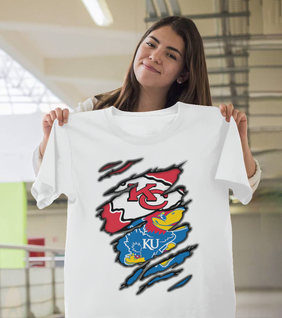 Kansas City Chiefs KU Jayhawks Logo Mashup T-Shirt