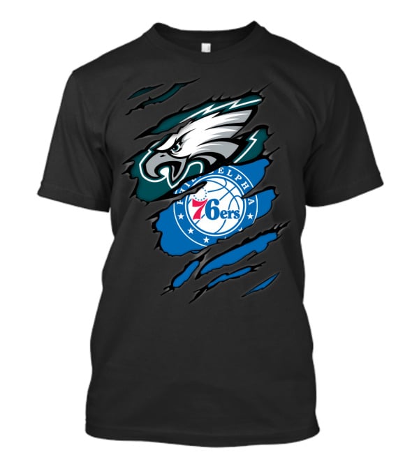 Philadelphia Eagles 76ers Torn Fusion T-Shirt