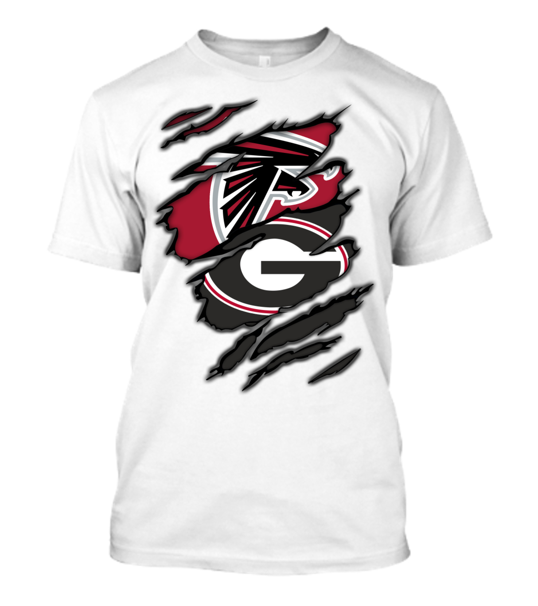 Atlanta Falcons Georgia Bulldogs Ripped Claw Marks T-Shirt