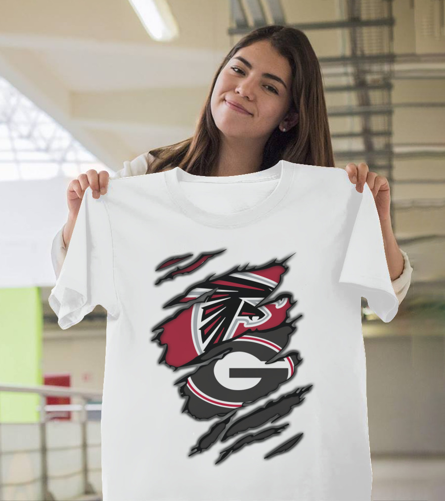 Atlanta Falcons Georgia Bulldogs Ripped Claw Marks T-Shirt