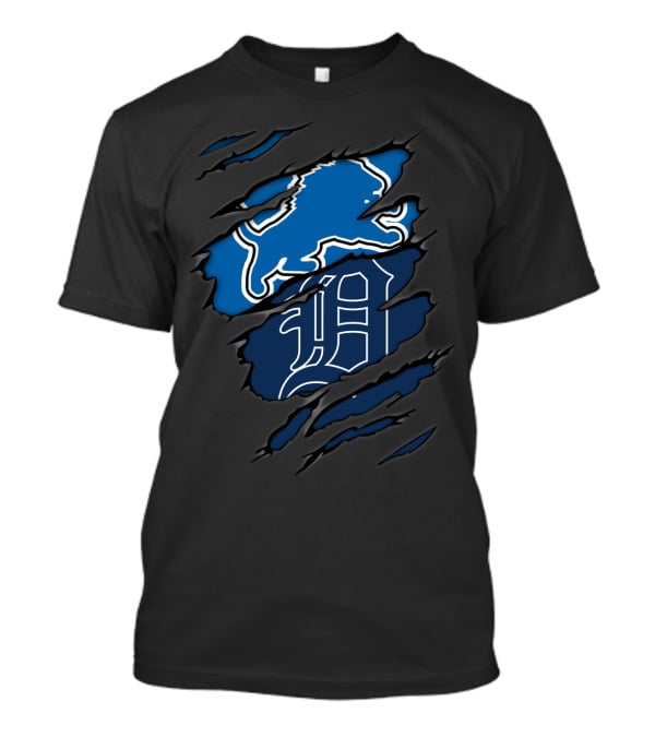 Detroit Lions And Tigers Crossover Claw Marks Nfl Mlb Fan T-Shirt