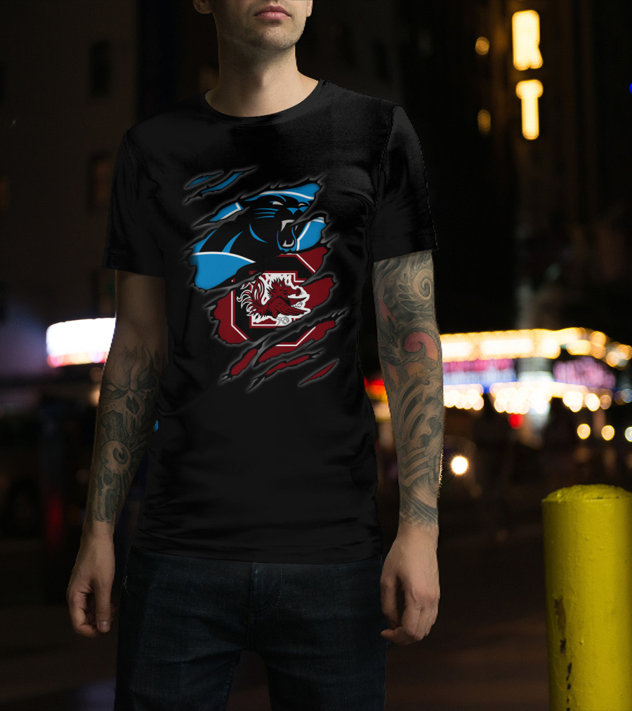 Carolina Panthers South Carolina Gamecocks Logo Mashup T-Shirt