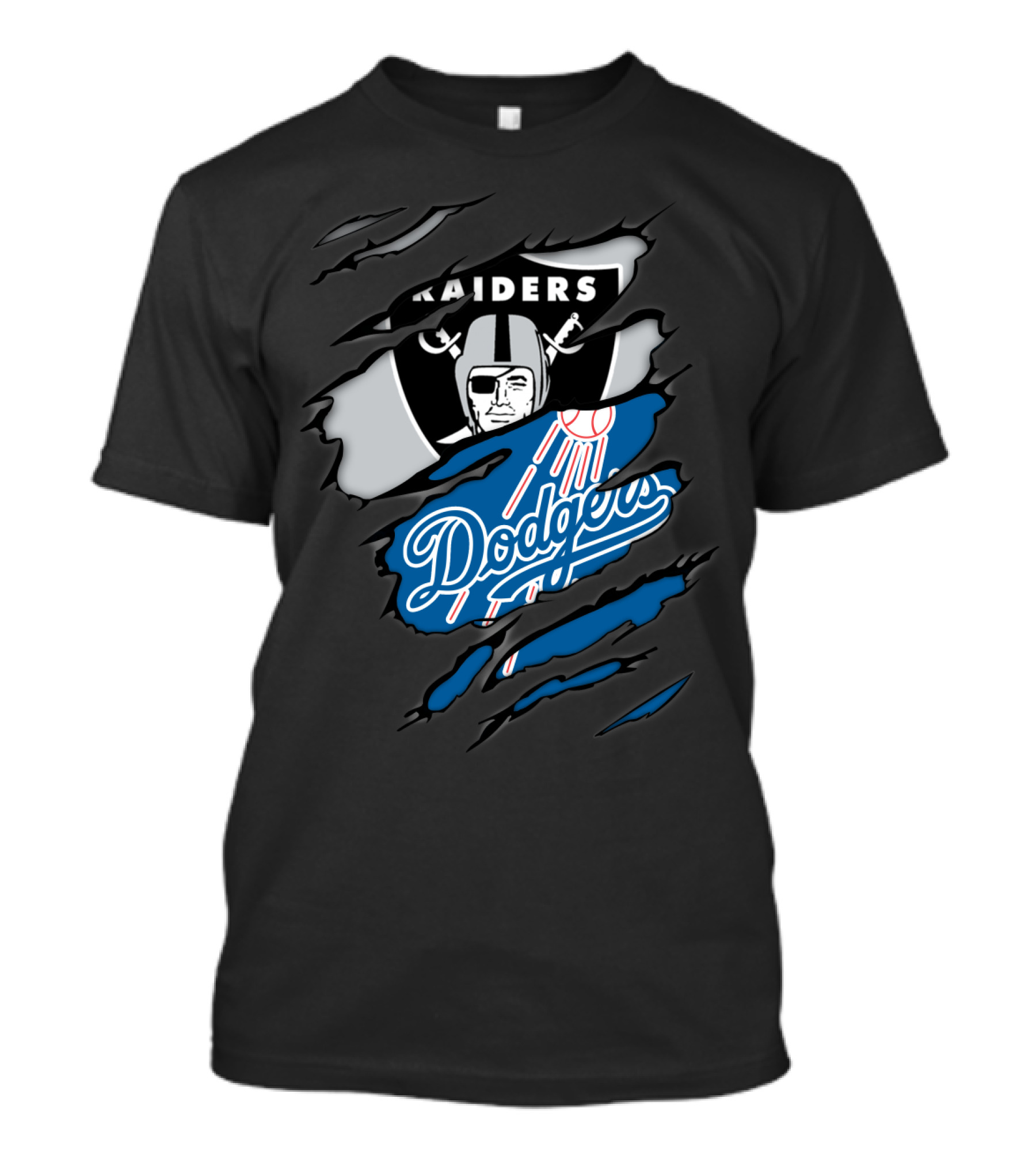 Raiders Dodgers Ripped Layers Fusion T-Shirt