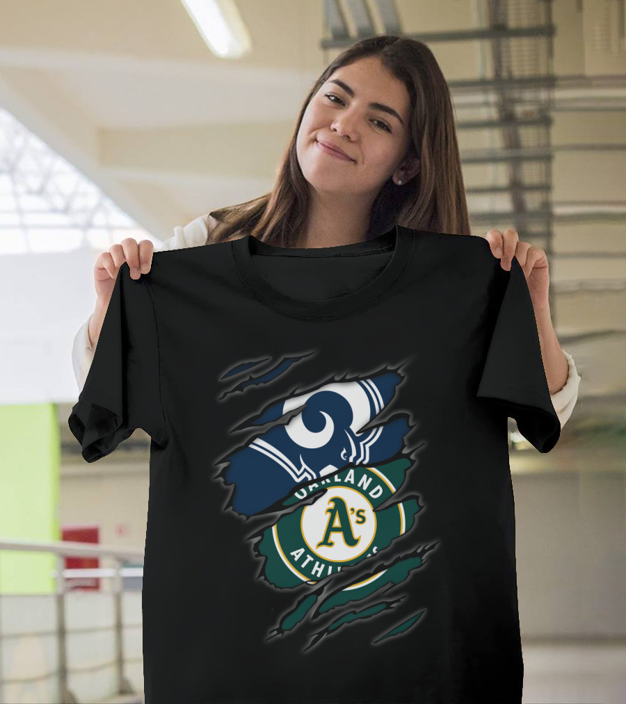 Rams Oakland Athletics A's Logo Fusion T-Shirt