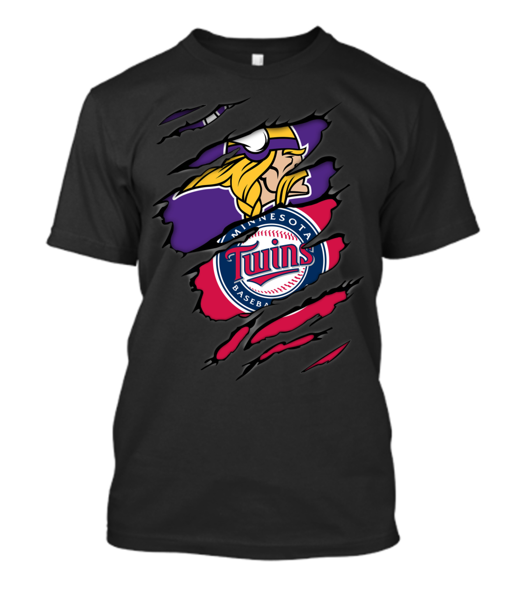 Minnesota Vikings Twins Baseball T-Shirt