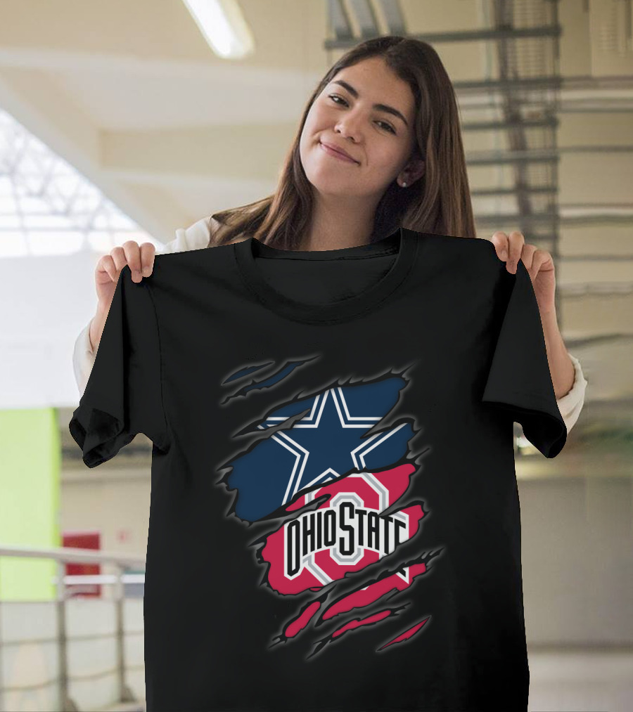 Dallas Cowboys Ohio State Buckeyes Fan Logo Mashup T-Shirt