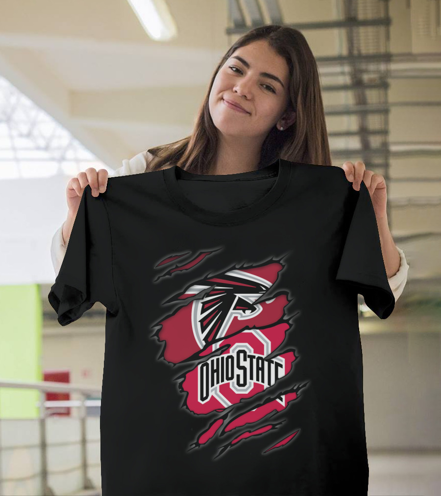 Falcons Ohio State Logo Ripped T-Shirt