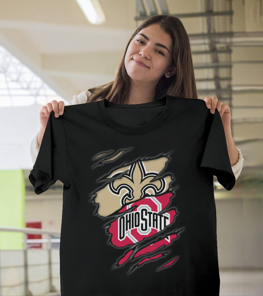 Ohio State Buckeyes New Orleans Saints Fleur-de-Lis T-Shirt
