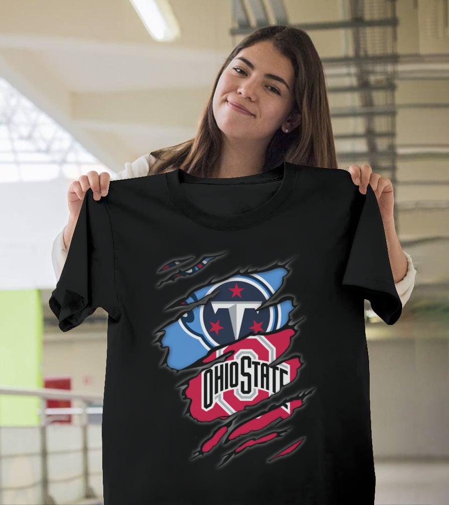 Titans Logo Ohio State Emblem Tear T-Shirt