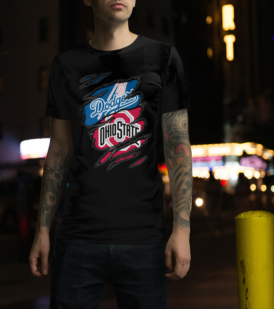 Dodgers Ohio State Hidden Logos Torn Reveal T-Shirt