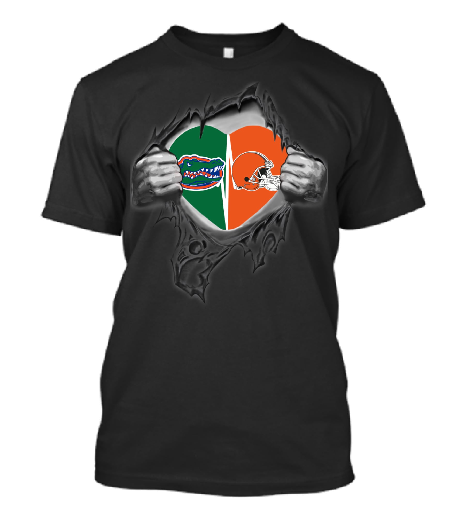 Browns Gators Heart Dual Loyalty Football Fan T-Shirt