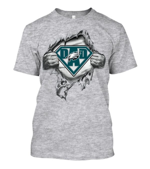 Eagles Dad Super Logo With Shield And Hands T-Shirt