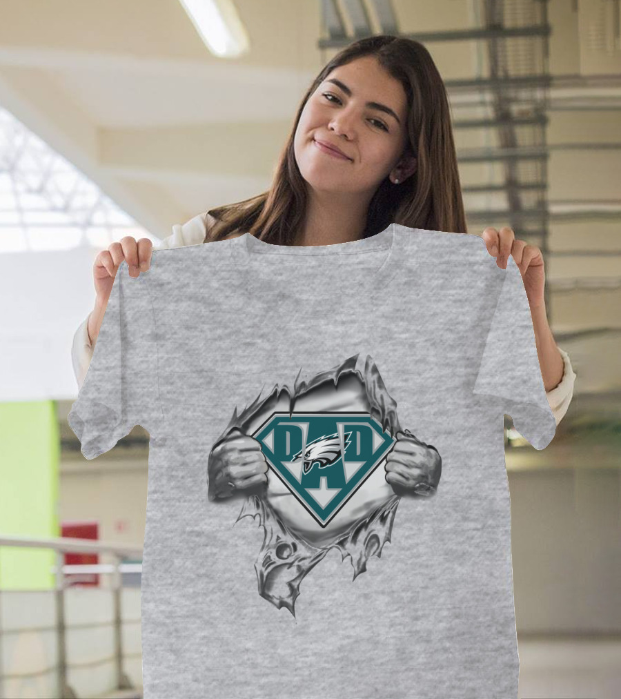 Eagles Dad Super Logo with Shield and Hands T-Shirt