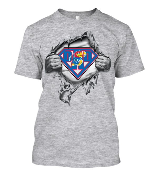 KU Kansas Jayhawks Superman Logo Tear T-Shirt