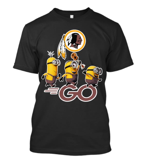 Minions Go Redskins Fan Logo With Ukulele And Feathers T-Shirt